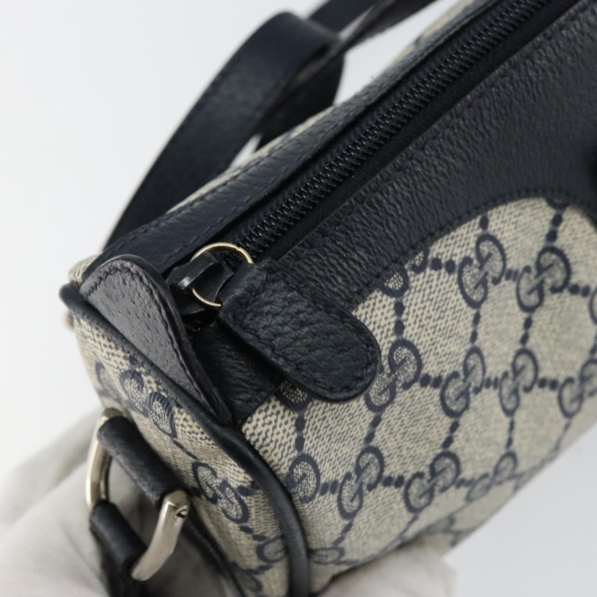 GUCCI GG Supreme Sherry Line Shoulder Bag PVC Navy Gold Auth 153309