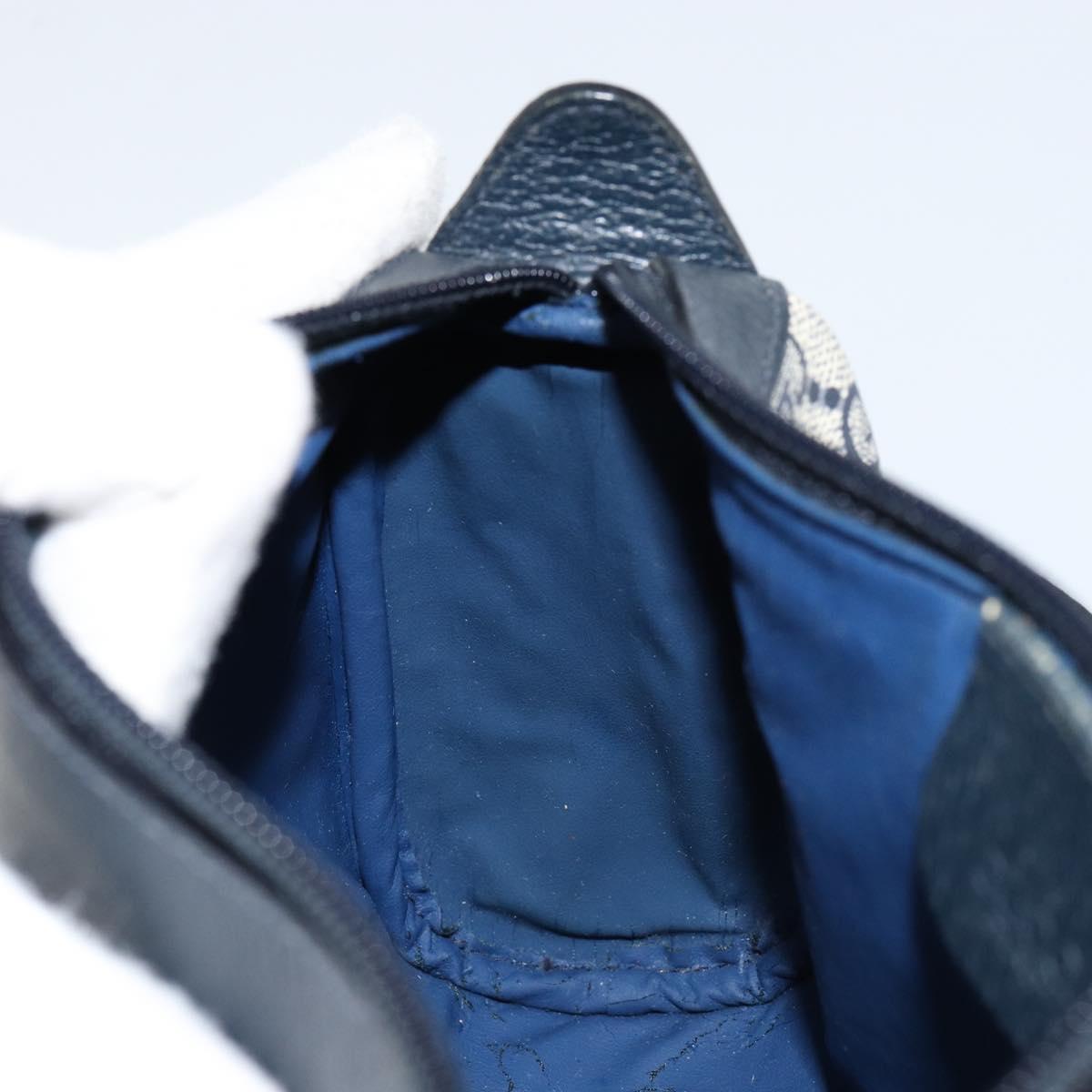 GUCCI GG Supreme Sherry Line Shoulder Bag PVC Navy Gold Auth 153309