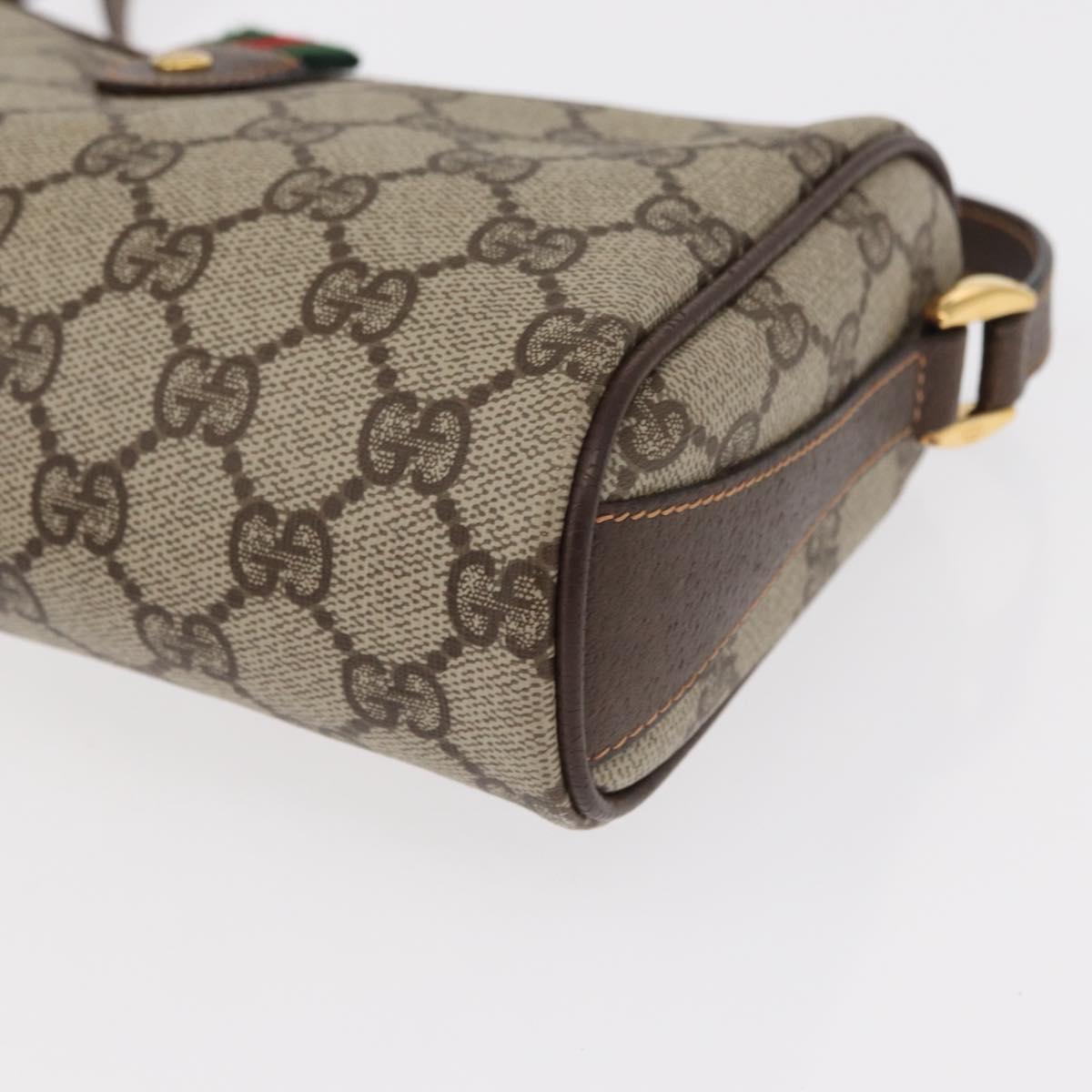 GUCCI GG Supreme Web Sherry Line Bag PVC Beige Gold 89 02 018 Auth 153310