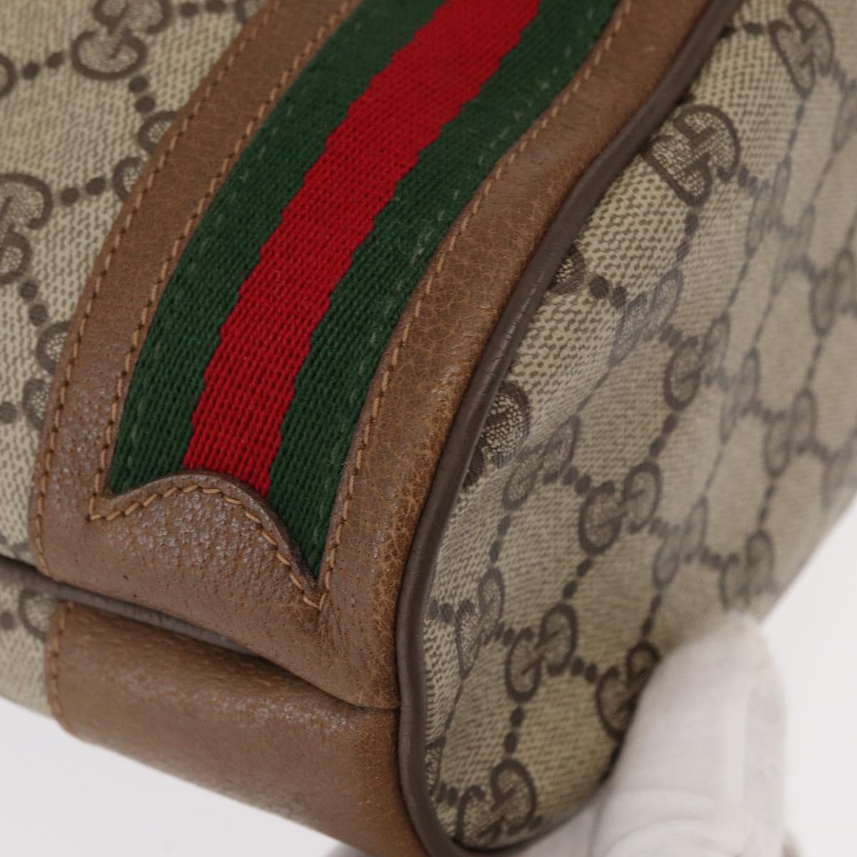 GUCCI GG Supreme Web Sherry Line Bag PVC Beige Gold 41 02 085 Auth 153311