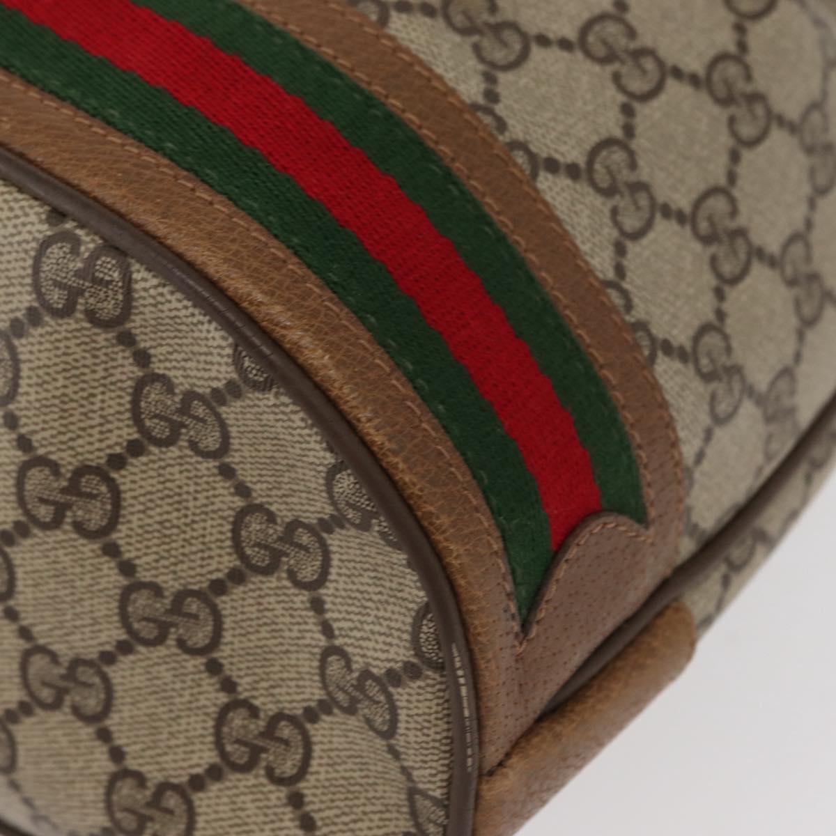 GUCCI GG Supreme Web Sherry Line Bag PVC Beige Gold 41 02 085 Auth 153311