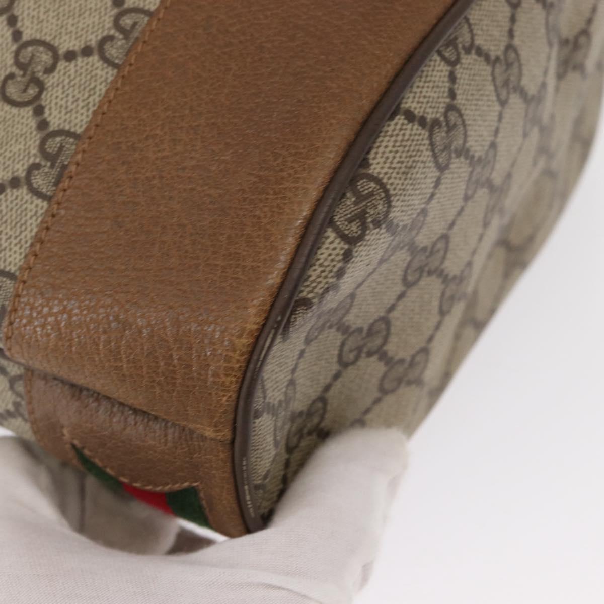 GUCCI GG Supreme Web Sherry Line Bag PVC Beige Gold 41 02 085 Auth 153311