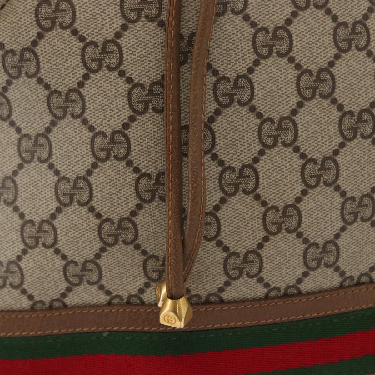 GUCCI GG Supreme Web Sherry Line Bag PVC Beige Gold 41 02 085 Auth 153311