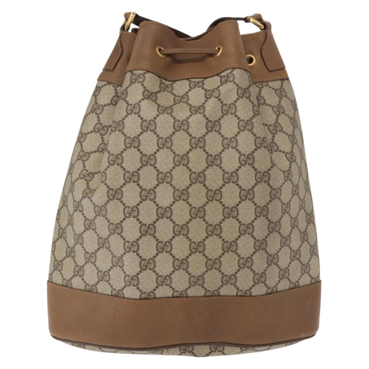 GUCCI GG Supreme Web Sherry Line Bag PVC Beige Gold 41 02 085 Auth 153311