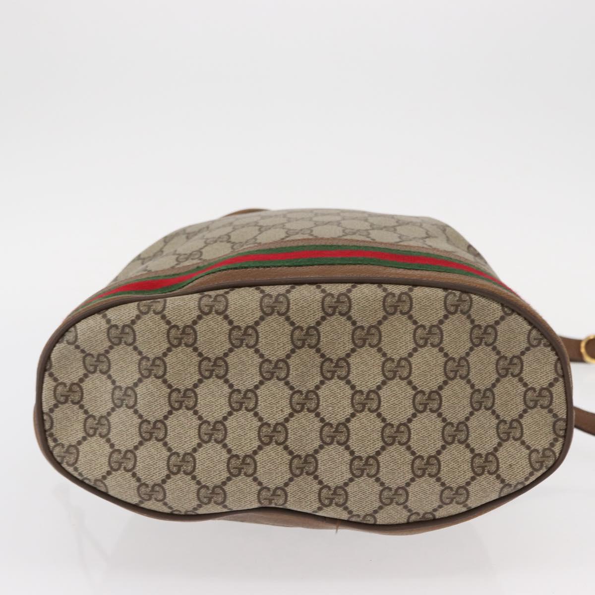 GUCCI GG Supreme Web Sherry Line Bag PVC Beige Gold 41 02 085 Auth 153311