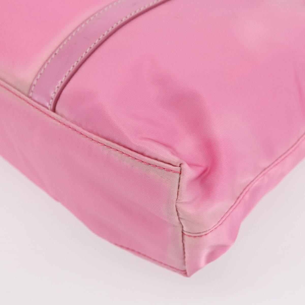 PRADA Hand Bag Nylon 2way Pink Silver Auth 153314
