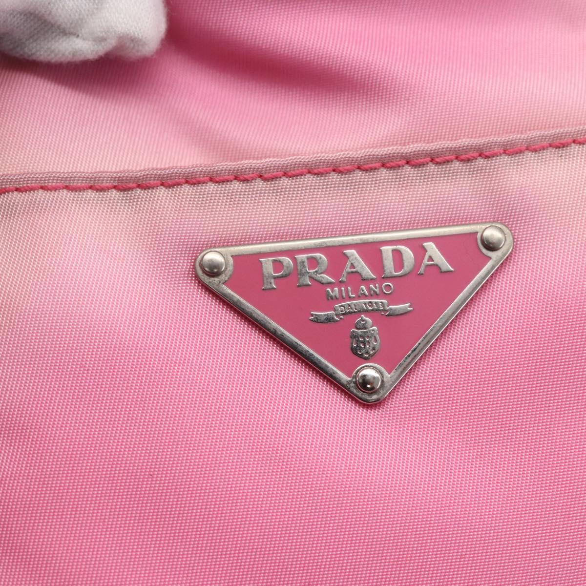 PRADA Hand Bag Nylon 2way Pink Silver Auth 153314