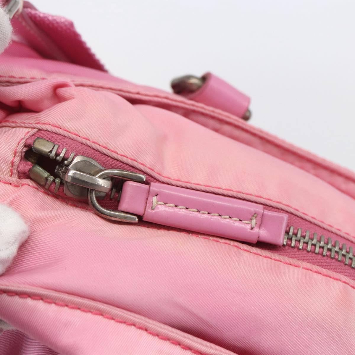 PRADA Hand Bag Nylon 2way Pink Silver Auth 153314