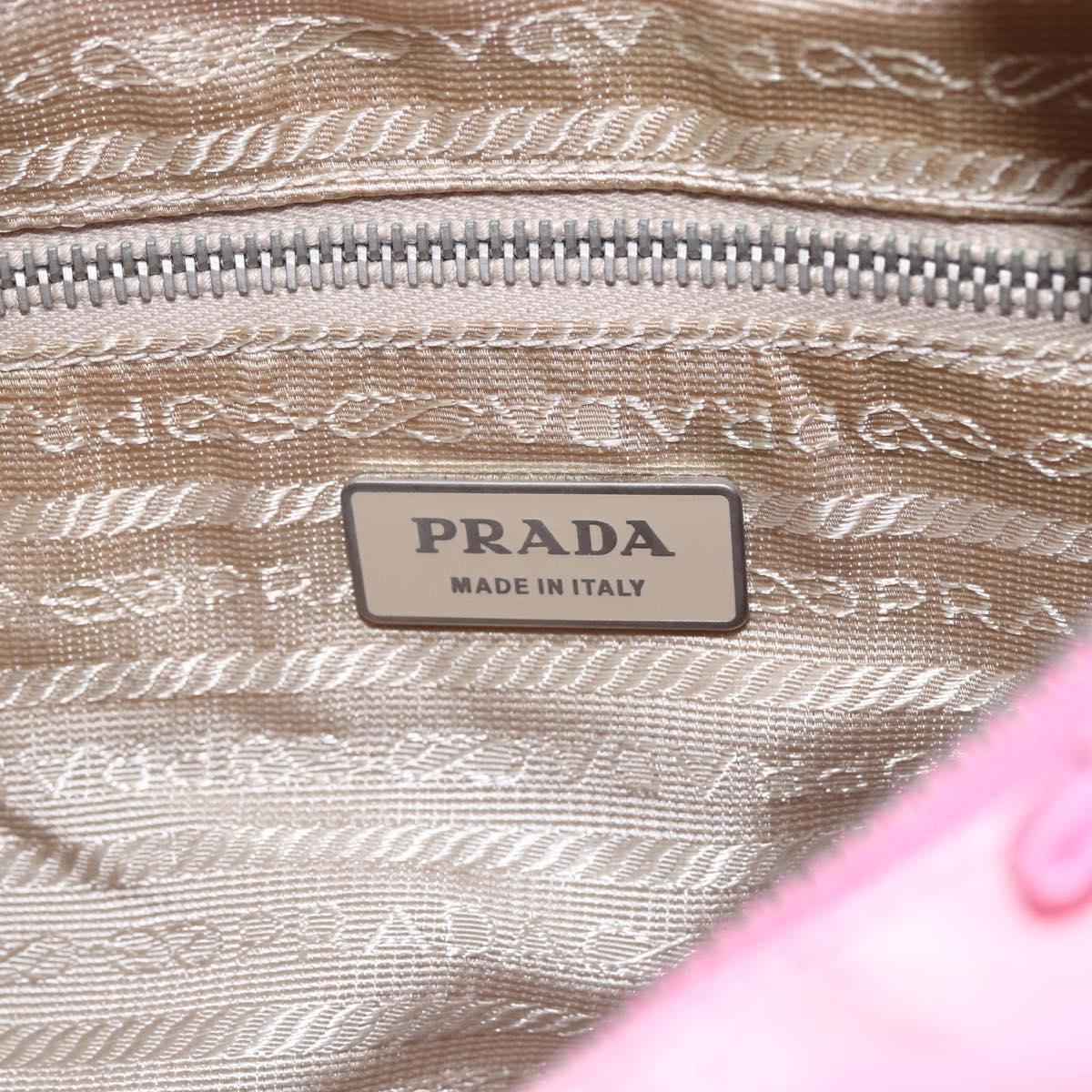PRADA Hand Bag Nylon 2way Pink Silver Auth 153314