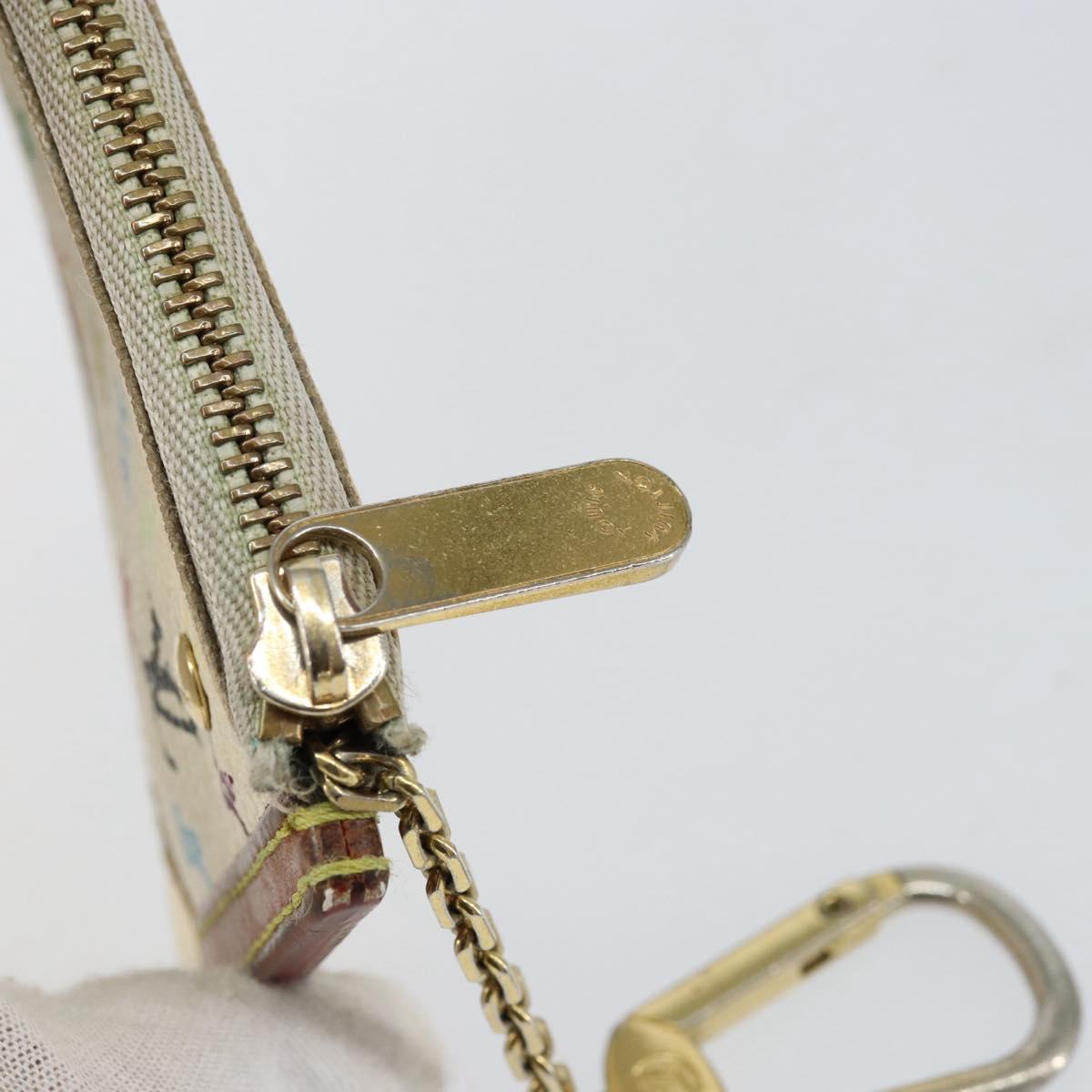 LOUIS VUITTON Multicolor Pochette Cles Coin Purse White M92655 LV Auth 153320