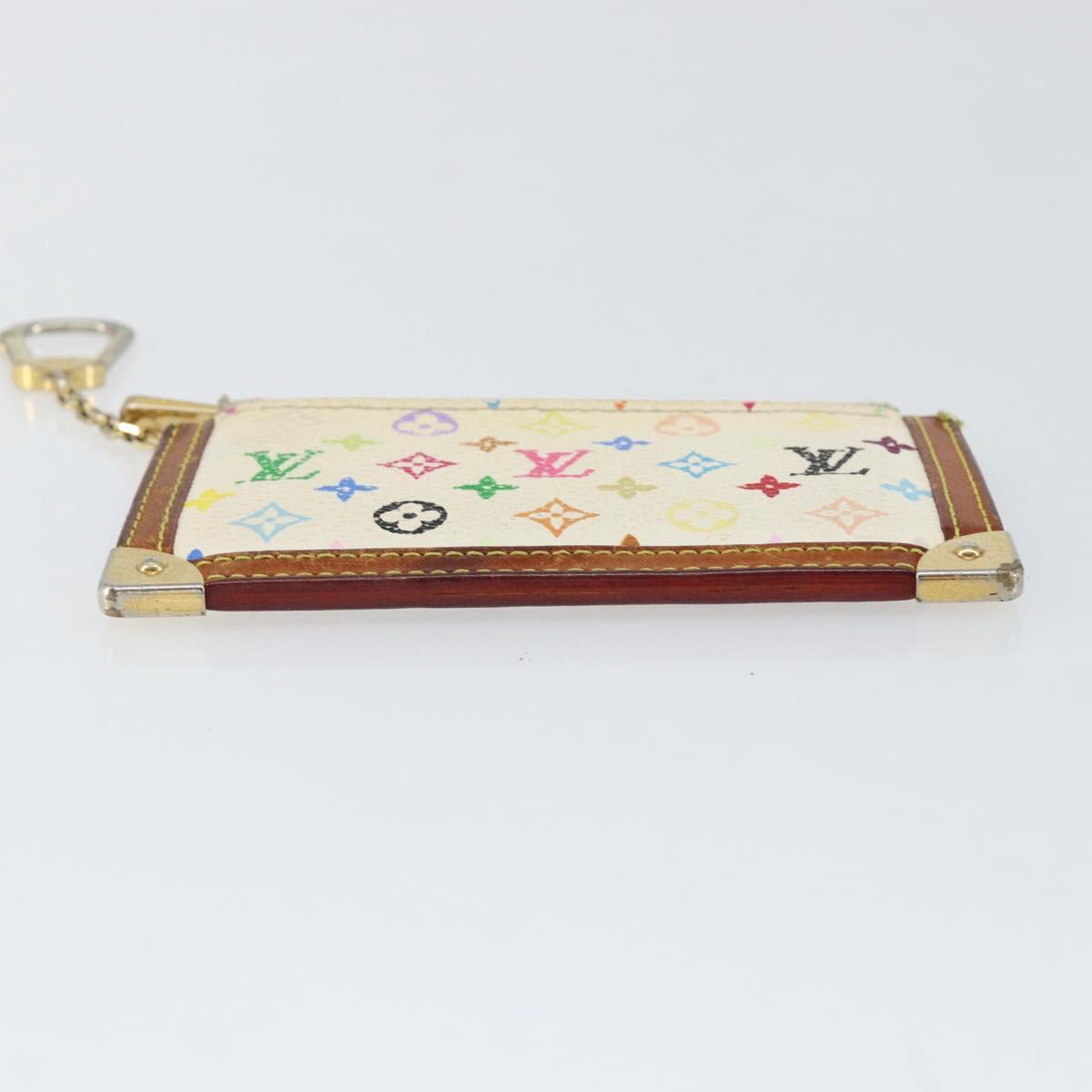 LOUIS VUITTON Multicolor Pochette Cles Coin Purse White M92655 LV Auth 153320