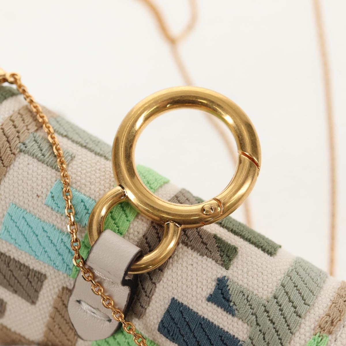 FENDI Zucca Canvas Nano Baguette Pouch Multicolor Auth 153326M