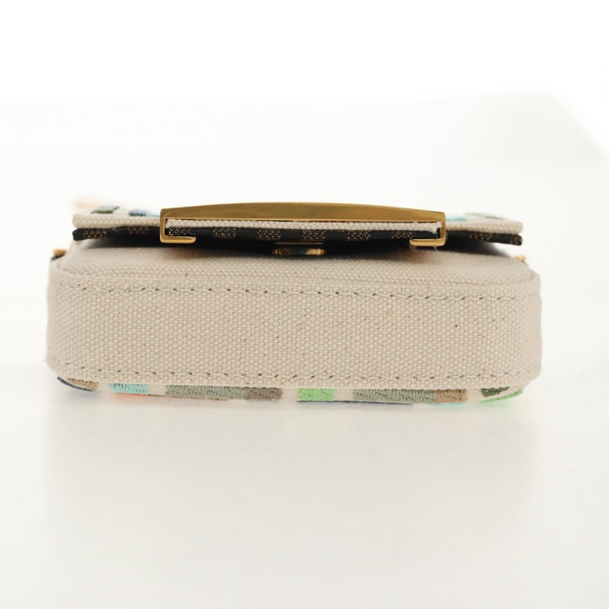 FENDI Zucca Canvas Nano Baguette Pouch Multicolor Auth 153326M