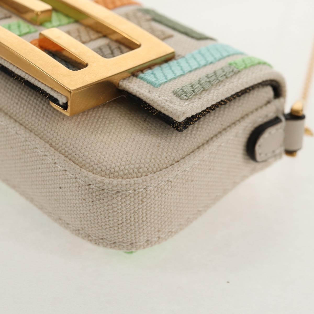 FENDI Zucca Canvas Nano Baguette Pouch Multicolor Auth 153326M