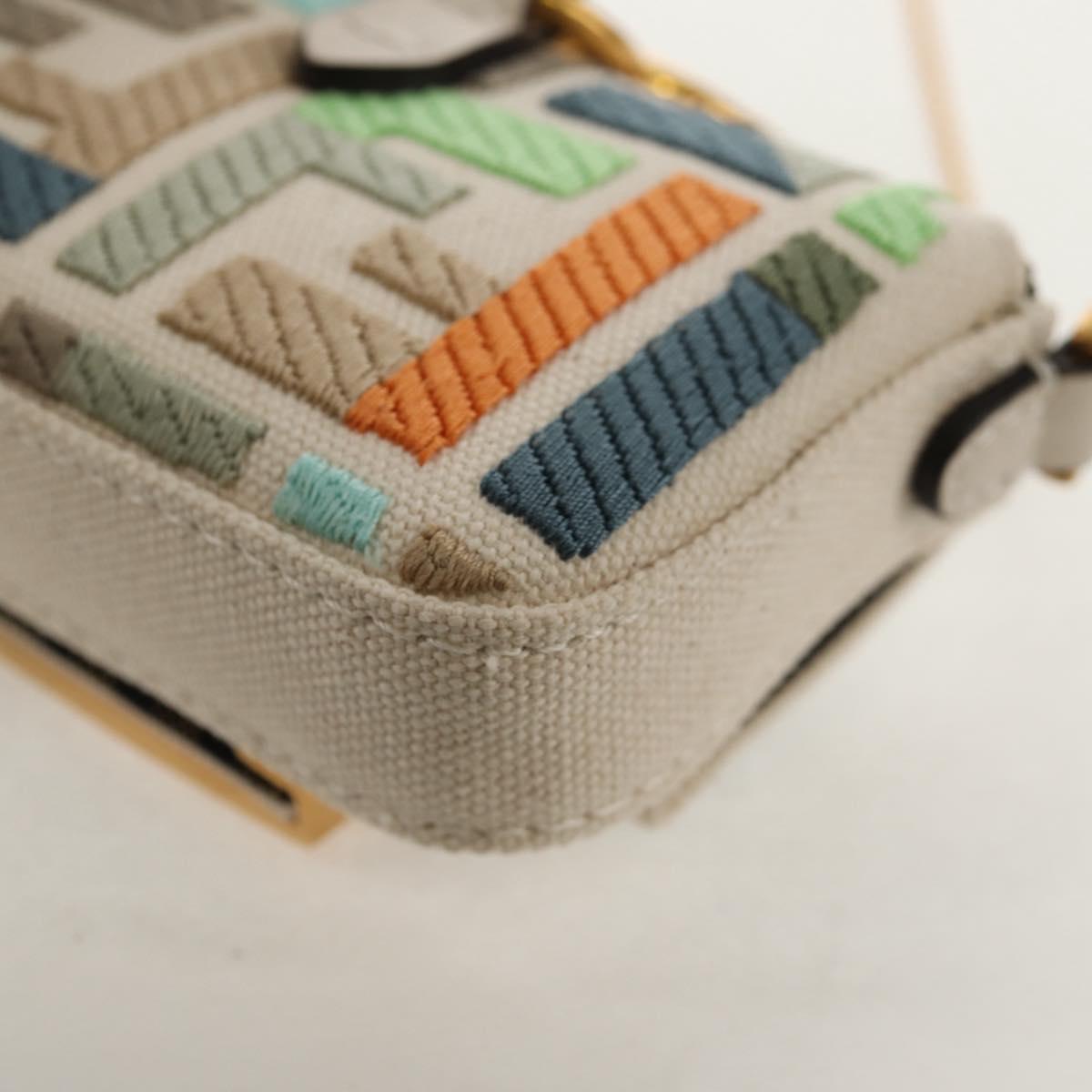 FENDI Zucca Canvas Nano Baguette Pouch Multicolor Auth 153326M