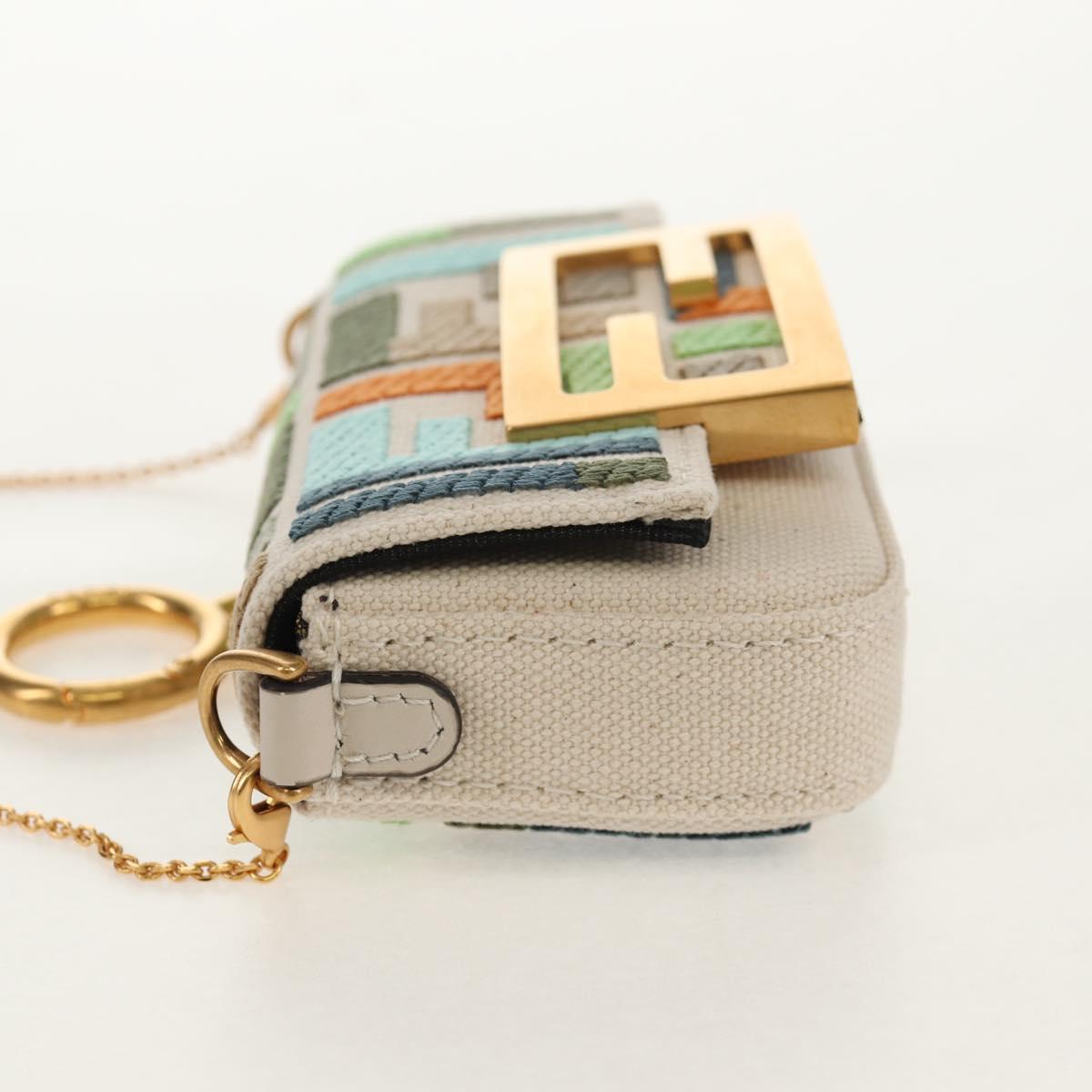 FENDI Zucca Canvas Nano Baguette Pouch Multicolor Auth 153326M