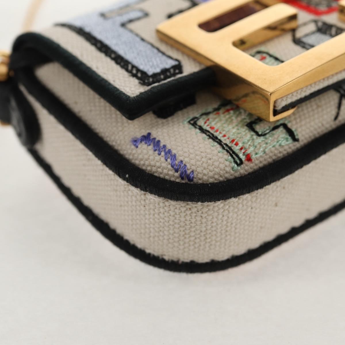 FENDI Zucca Canvas Nano Baguette Pouch Multicolor Auth 153327M