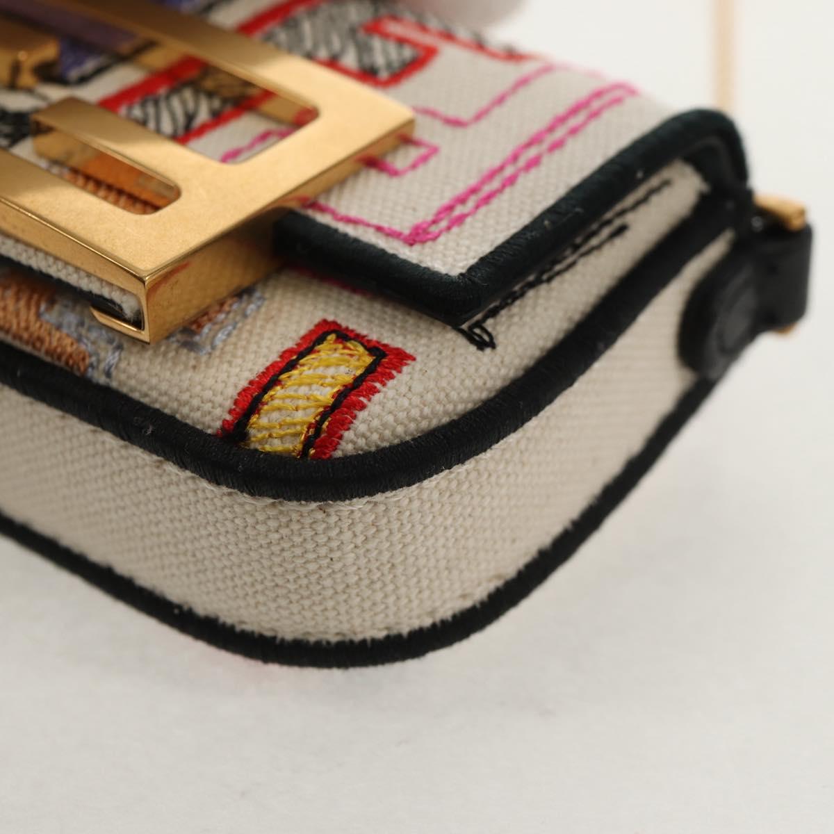 FENDI Zucca Canvas Nano Baguette Pouch Multicolor Auth 153327M