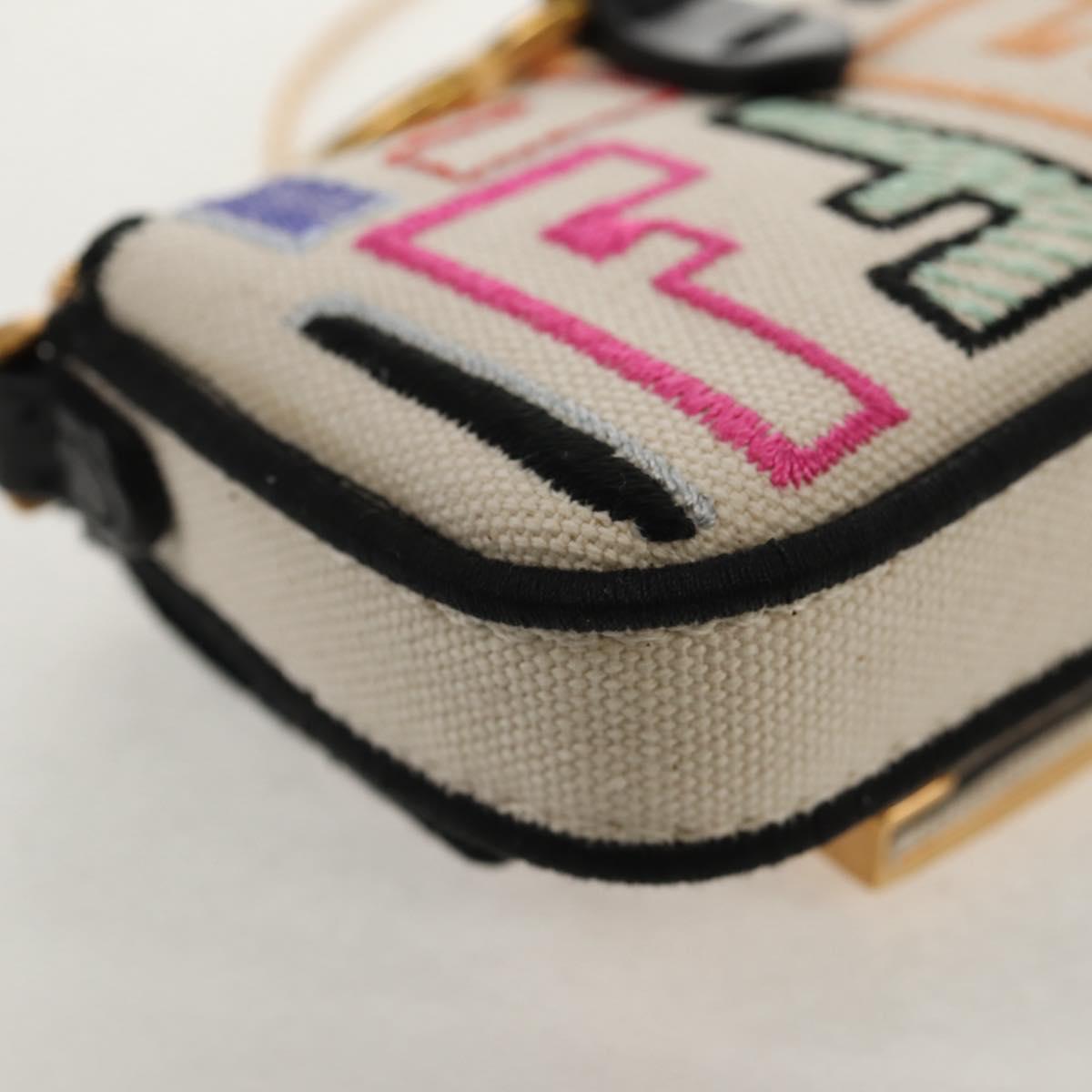 FENDI Zucca Canvas Nano Baguette Pouch Multicolor Auth 153327M