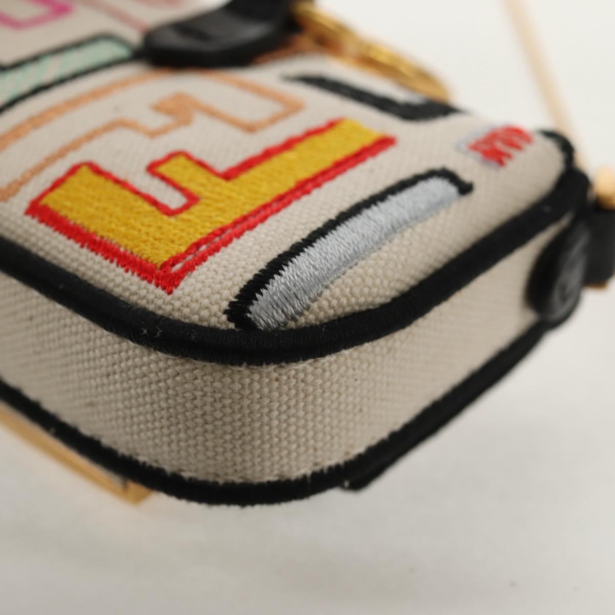 FENDI Zucca Canvas Nano Baguette Pouch Multicolor Auth 153327M
