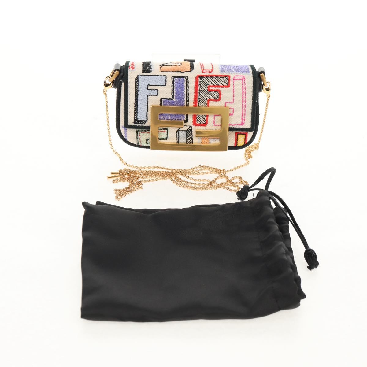 FENDI Zucca Canvas Nano Baguette Pouch Multicolor Auth 153327M