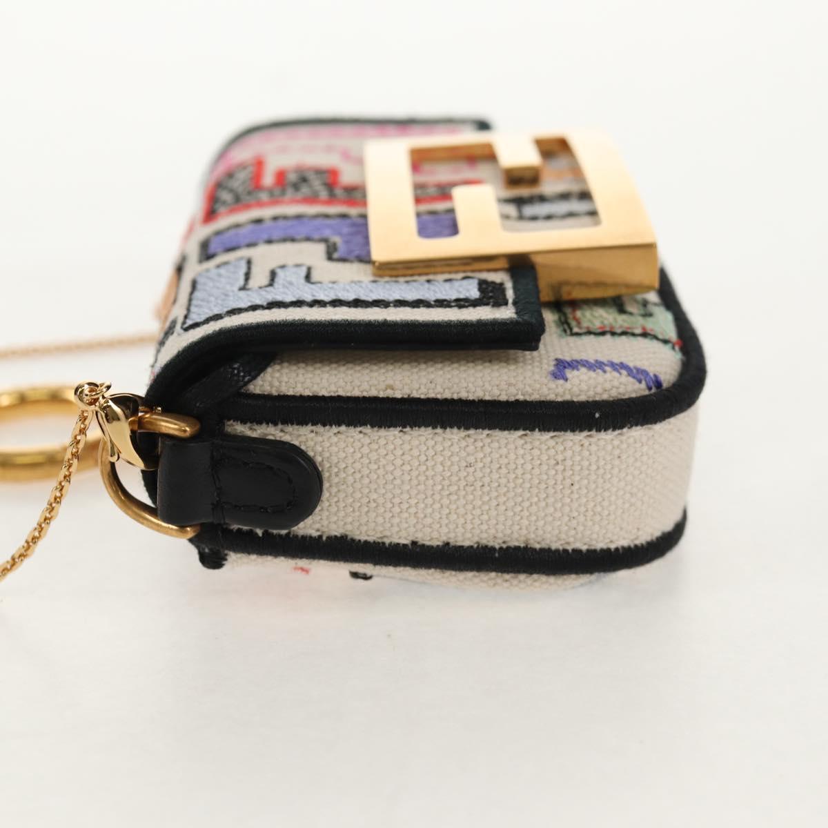 FENDI Zucca Canvas Nano Baguette Pouch Multicolor Auth 153327M