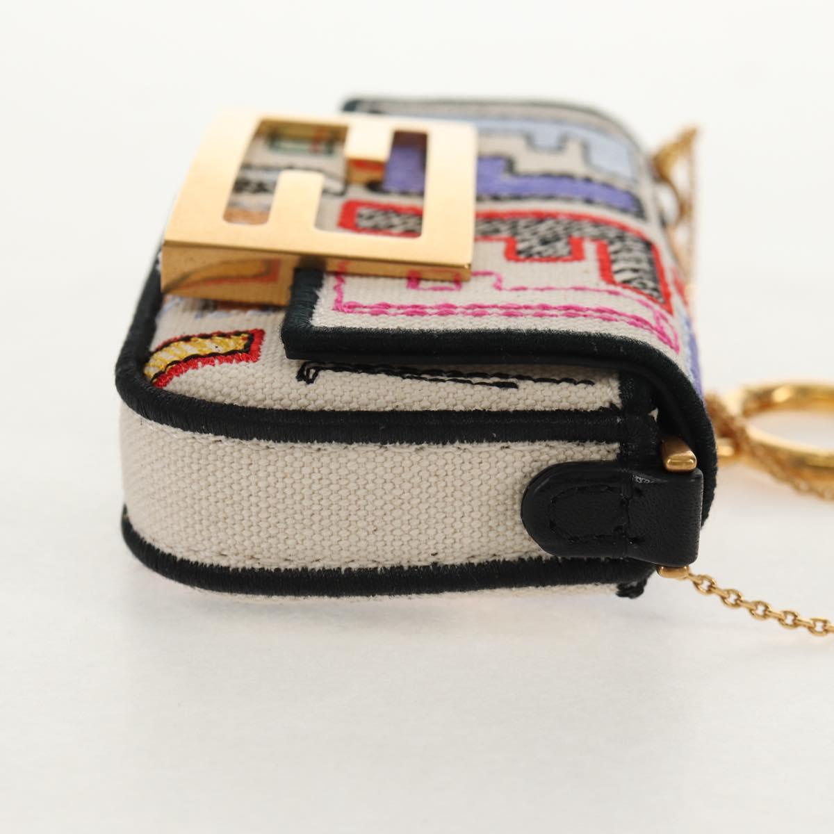 FENDI Zucca Canvas Nano Baguette Pouch Multicolor Auth 153327M