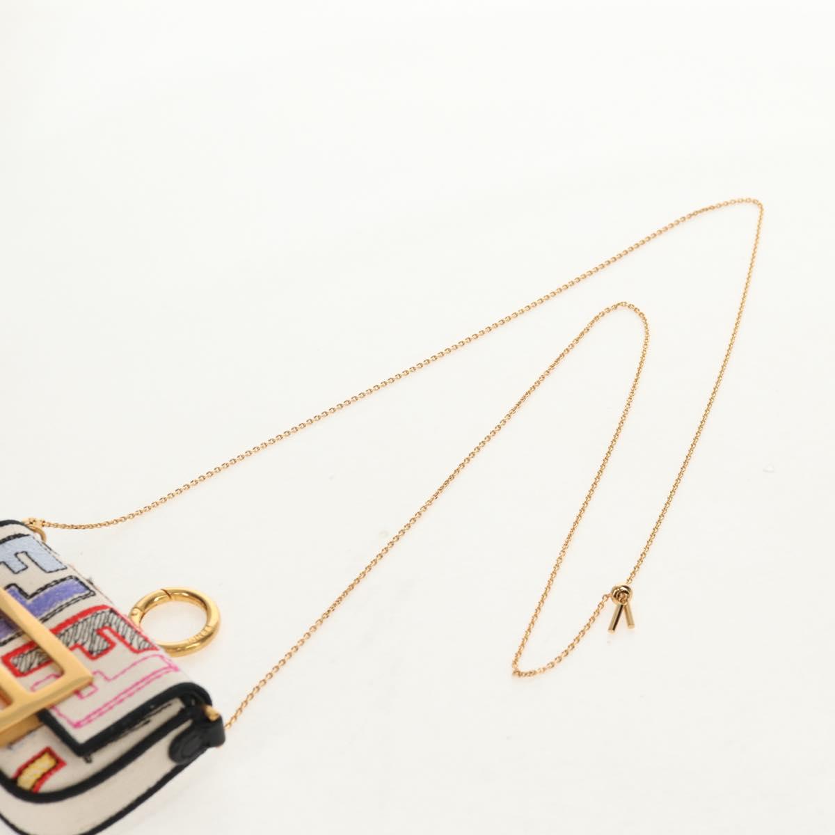 FENDI Zucca Canvas Nano Baguette Pouch Multicolor Auth 153327M