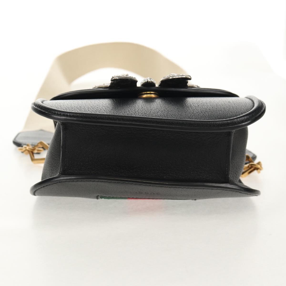 GUCCI Totem Butterfly Web Sherry Line Bag Leather Black 505387 Auth 153330SAM