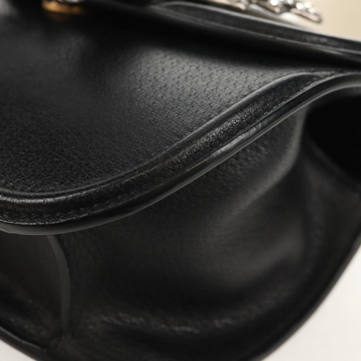 GUCCI Totem Butterfly Web Sherry Line Bag Leather Black 505387 Auth 153330SAM