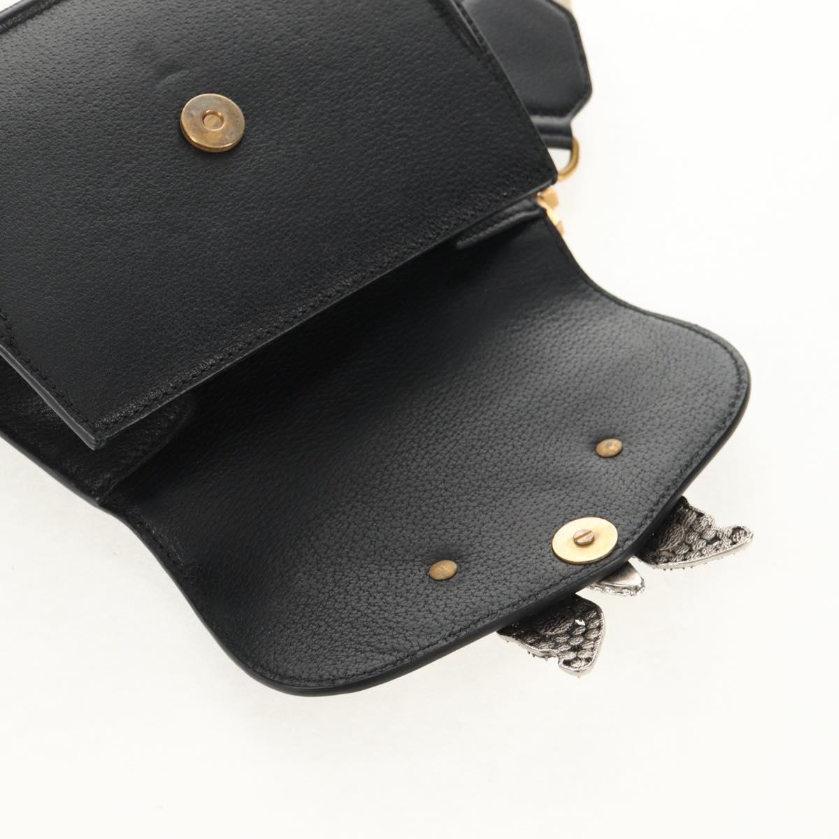 GUCCI Totem Butterfly Web Sherry Line Bag Leather Black 505387 Auth 153330SAM