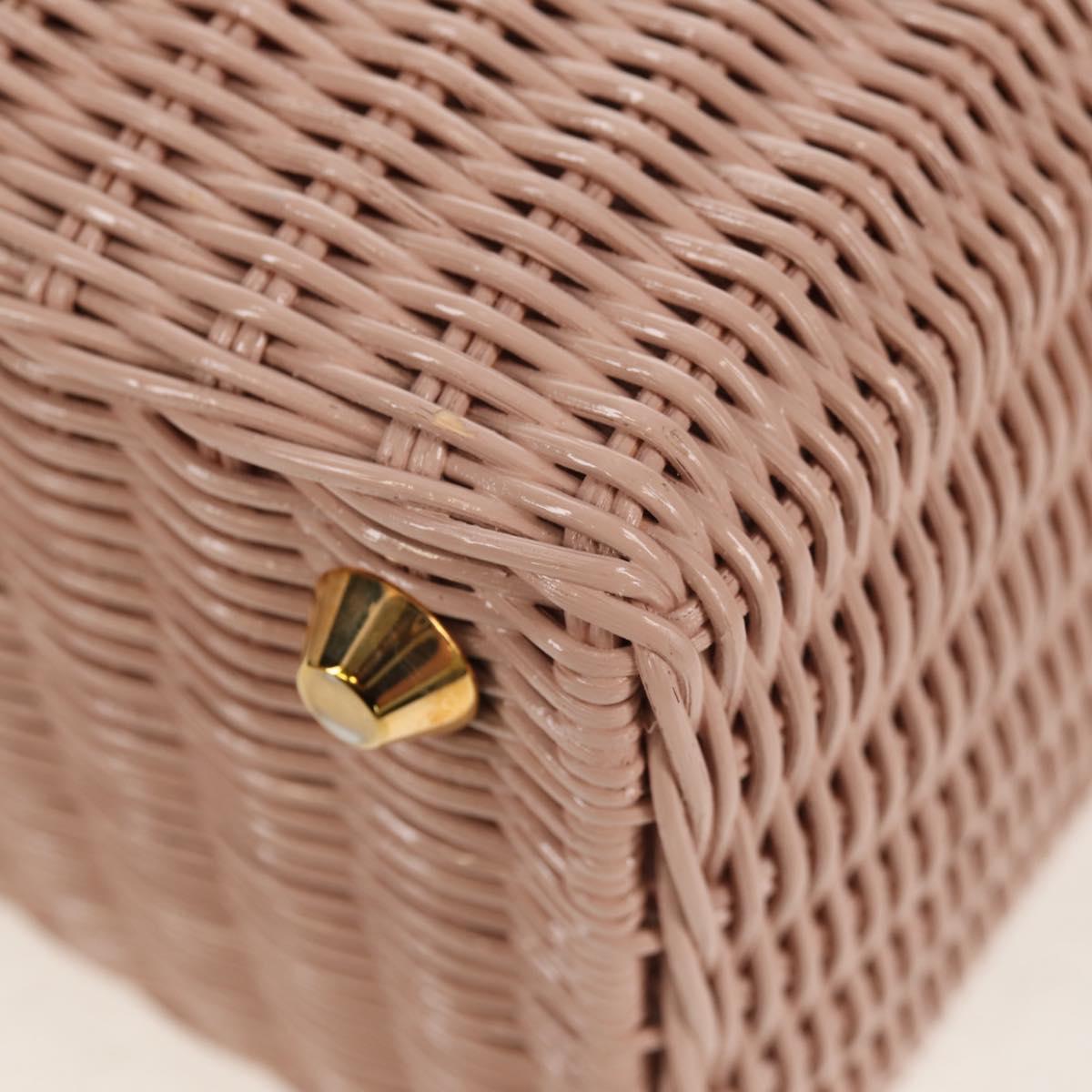 PRADA MIDOLLINO PATCH Wicker Basket Bag Bag Rattan Pink Gold 1BG835 Auth 153331V