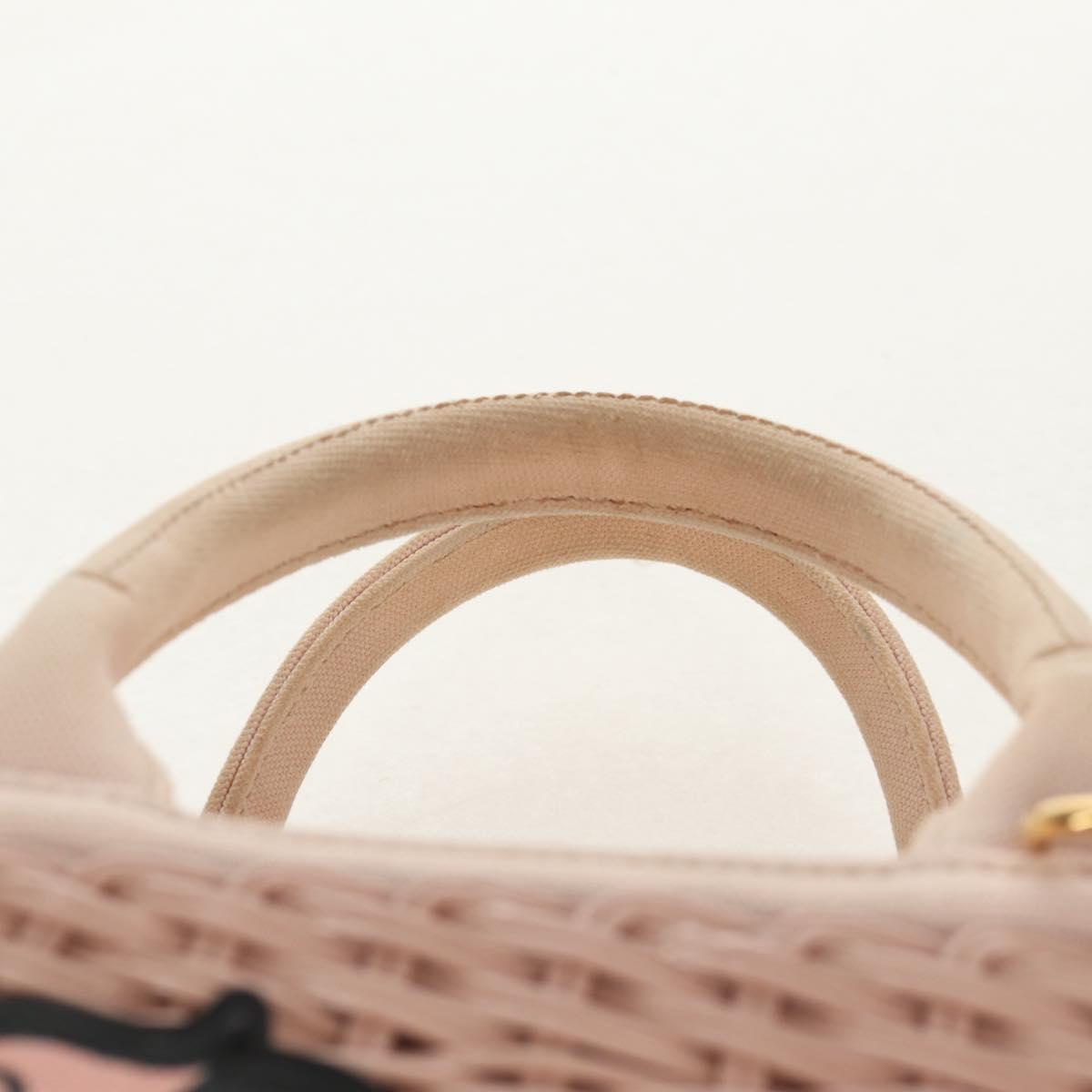 PRADA MIDOLLINO PATCH Wicker Basket Bag Bag Rattan Pink Gold 1BG835 Auth 153331V