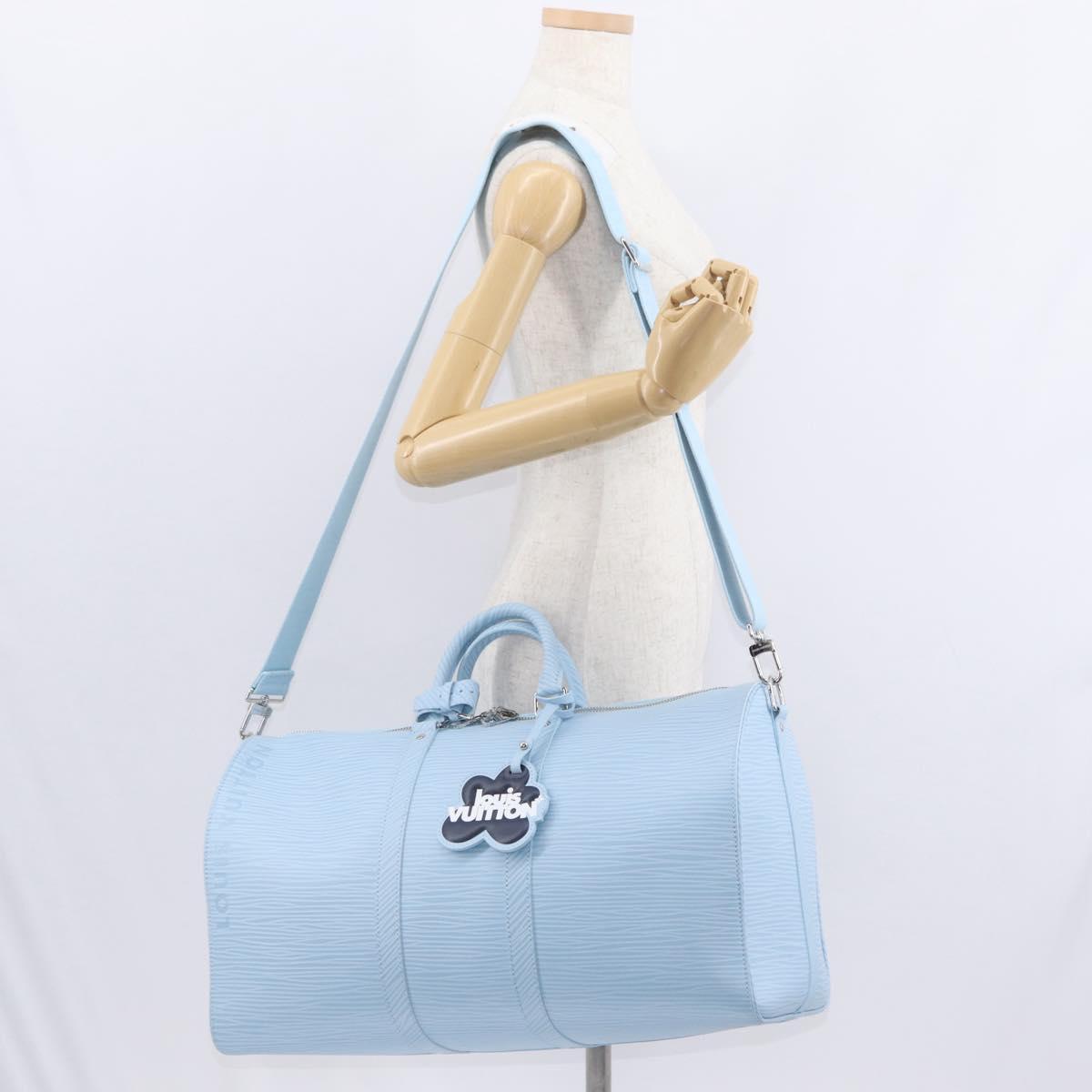 LOUIS VUITTON Epi XL Keepall Bandouliere 50 Bag Ice Blue M24949 LV Auth 153333SM