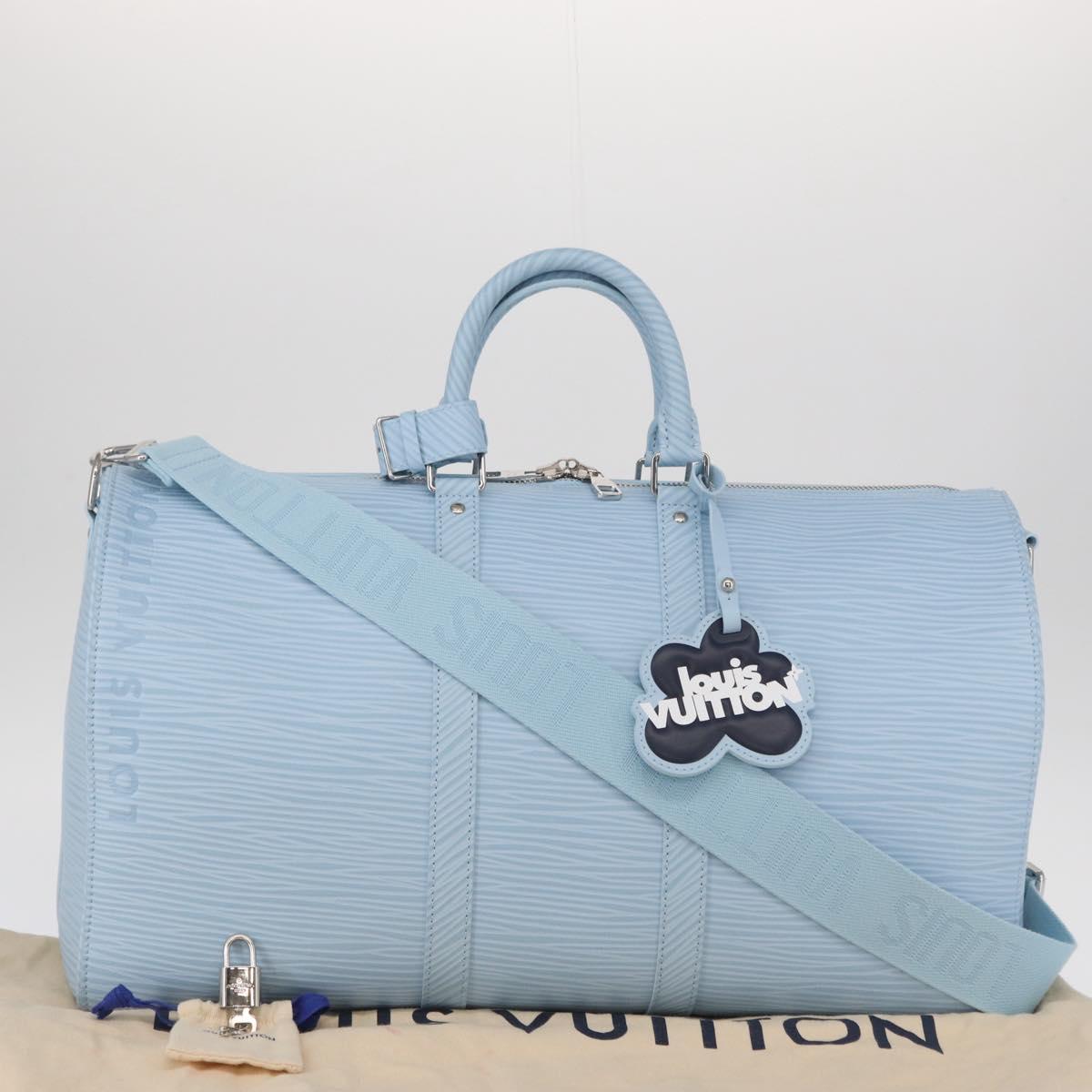 LOUIS VUITTON Epi XL Keepall Bandouliere 50 Bag Ice Blue M24949 LV Auth 153333SM