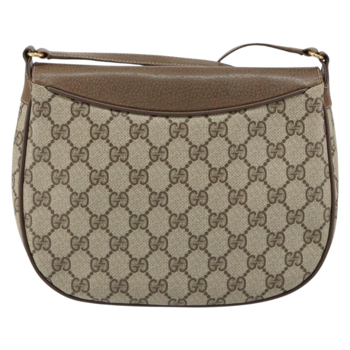 GUCCI GG Supreme Web Sherry Line Bag PVC Beige Gold 10 02 056 Auth 153349