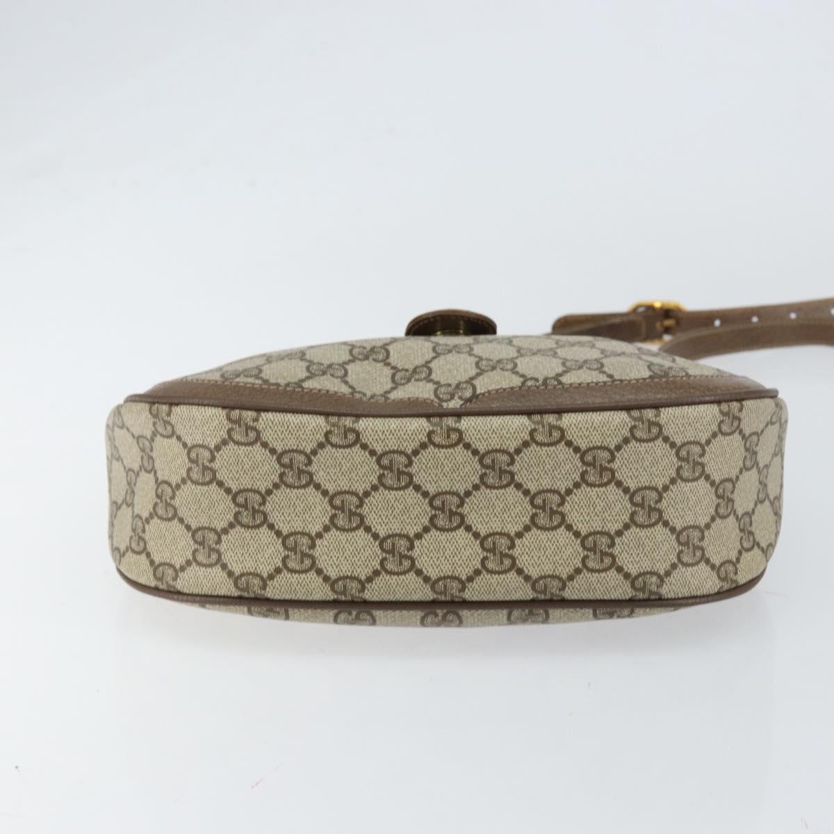 GUCCI GG Supreme Web Sherry Line Bag PVC Beige Gold 10 02 056 Auth 153349