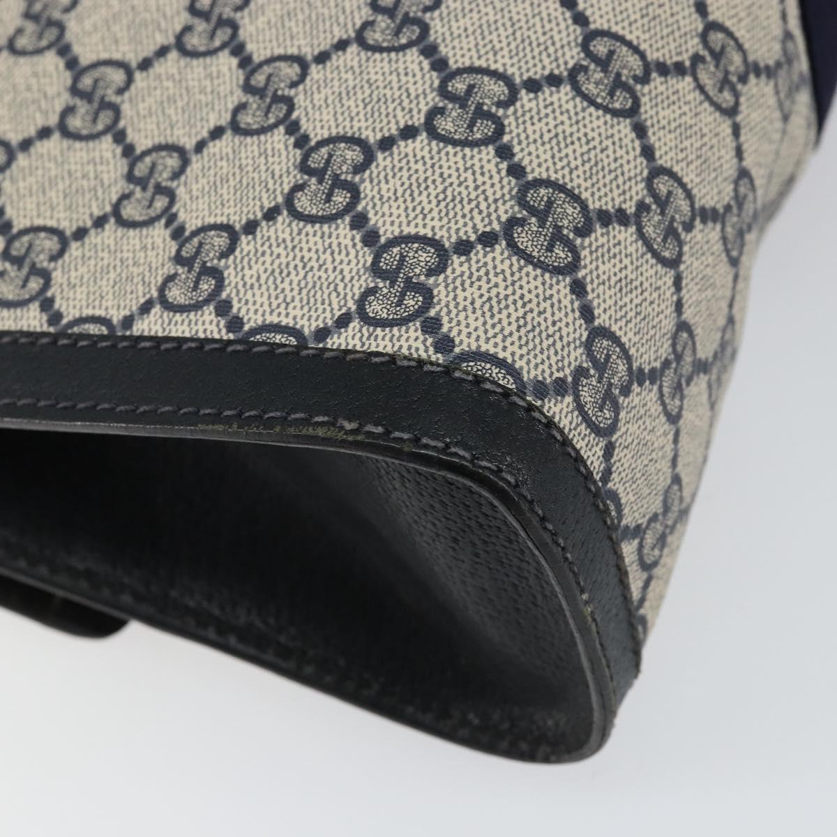 GUCCI GG Supreme Sherry Line Clutch Bag PVC Navy Red 84 01 007 Auth 153350