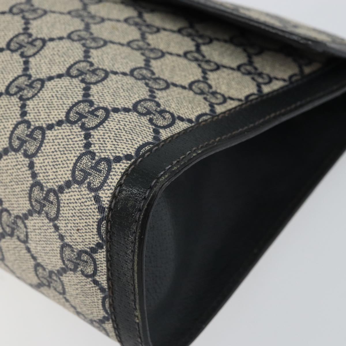 GUCCI GG Supreme Sherry Line Clutch Bag PVC Navy Red 84 01 007 Auth 153350