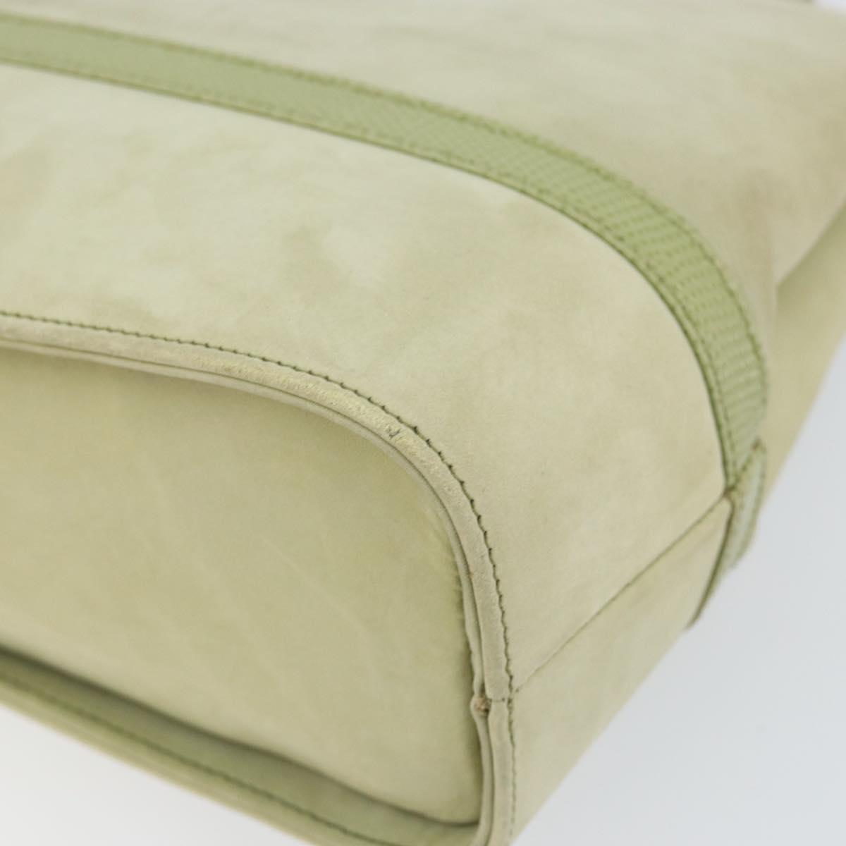 Salvatore Ferragamo Vala Shoulder Bag Suede Gold Light green Auth 153351