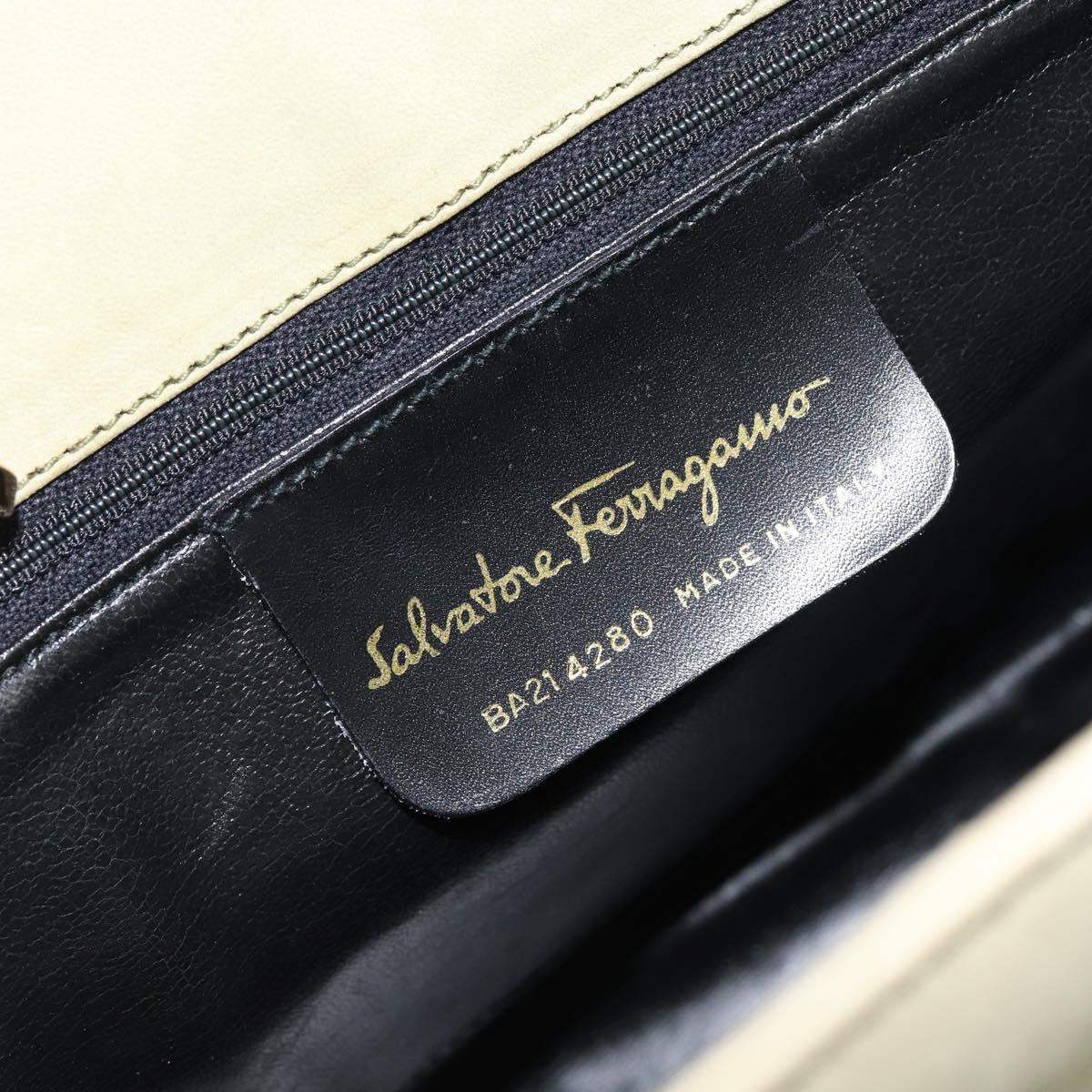 Salvatore Ferragamo Vala Shoulder Bag Suede Gold Light green Auth 153351