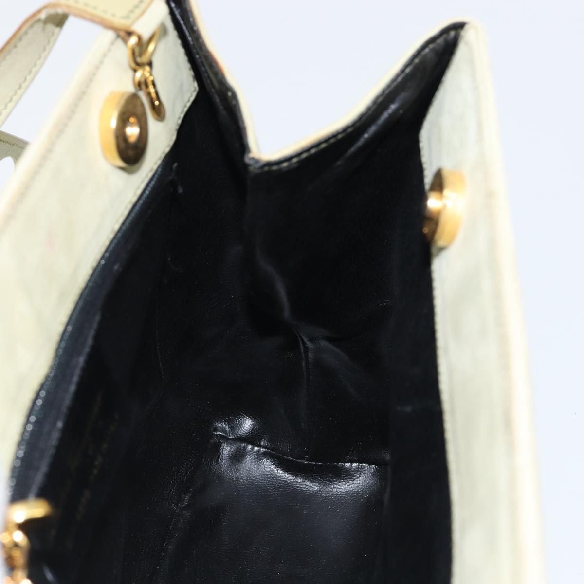 Salvatore Ferragamo Vala Shoulder Bag Suede Gold Light green Auth 153351