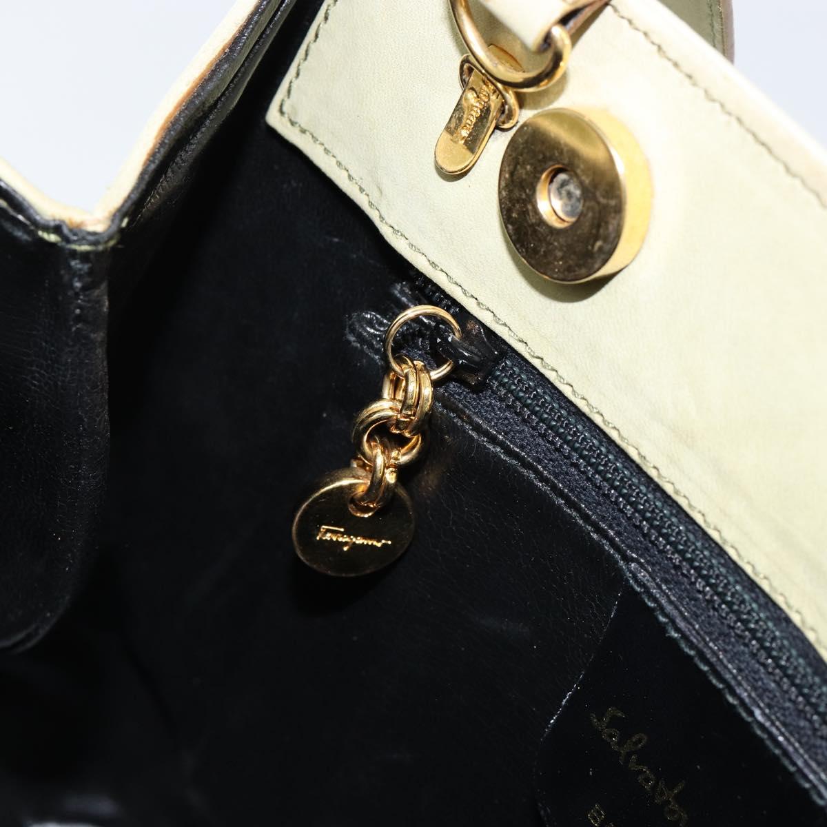 Salvatore Ferragamo Vala Shoulder Bag Suede Gold Light green Auth 153351