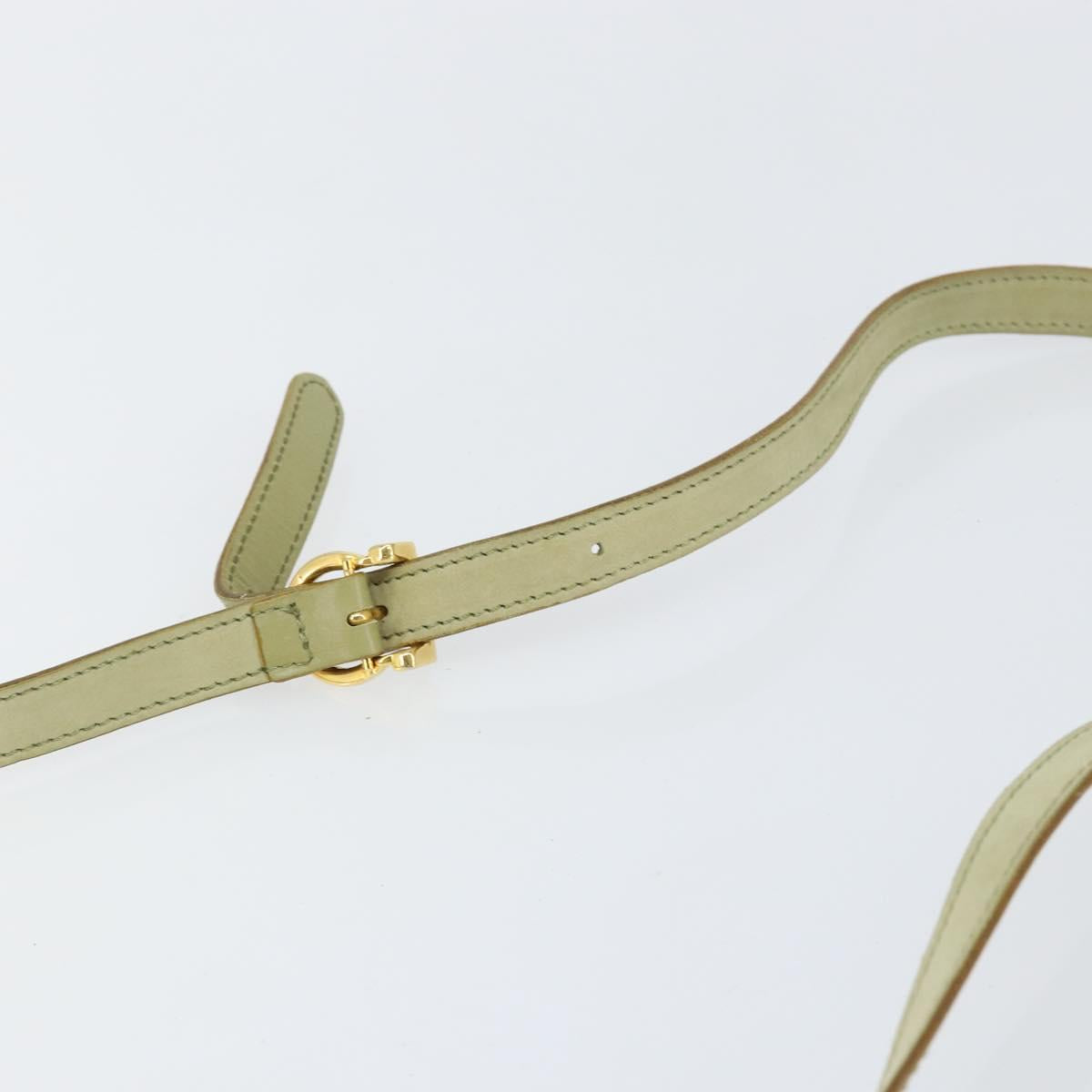 Salvatore Ferragamo Vala Shoulder Bag Suede Gold Light green Auth 153351