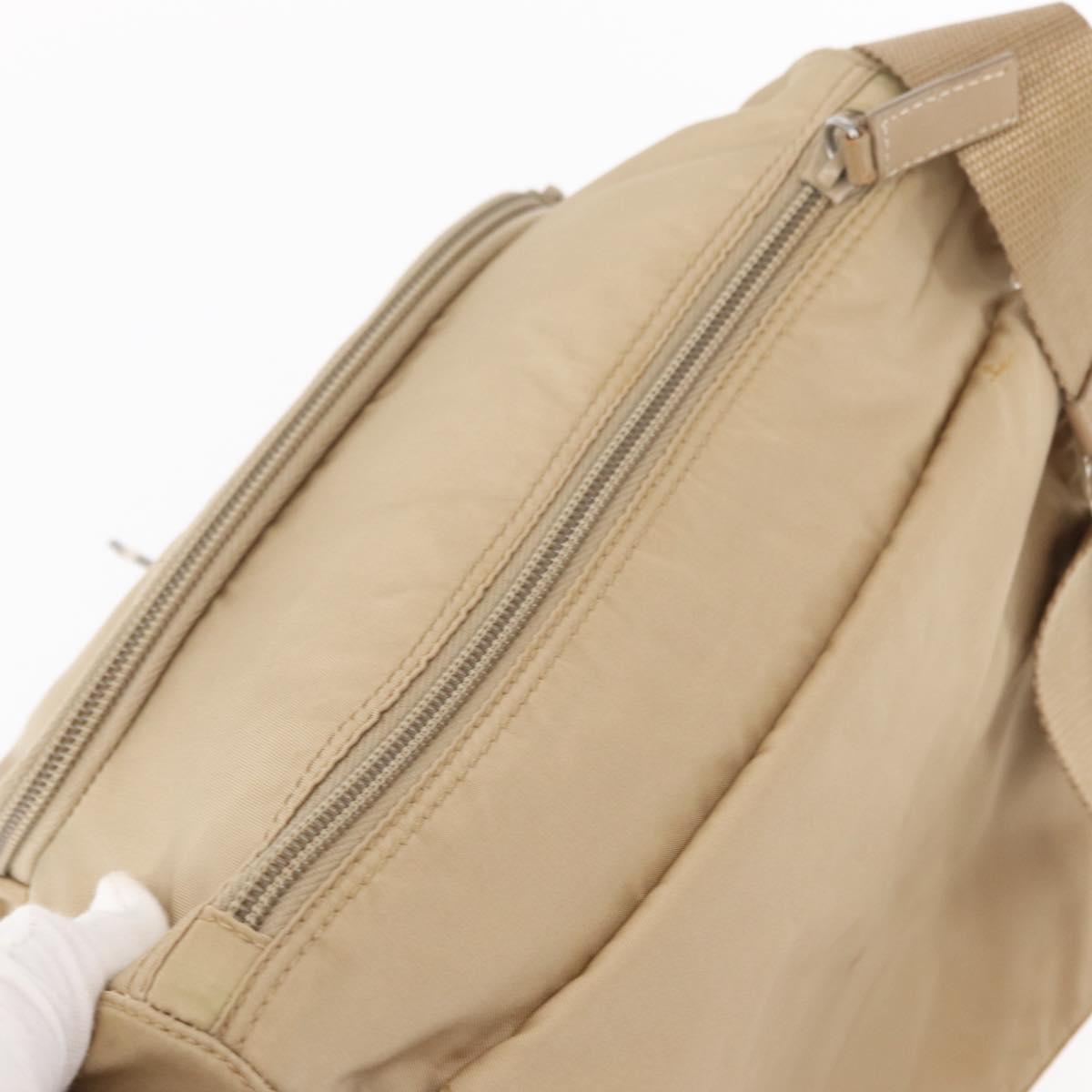 PRADA Shoulder Bag Nylon Beige Silver Auth 153352