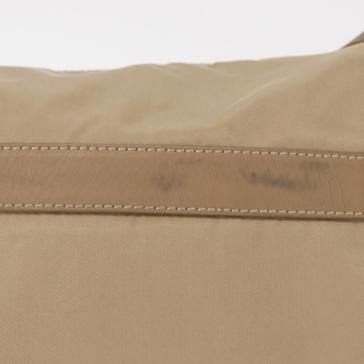 PRADA Shoulder Bag Nylon Beige Silver Auth 153352