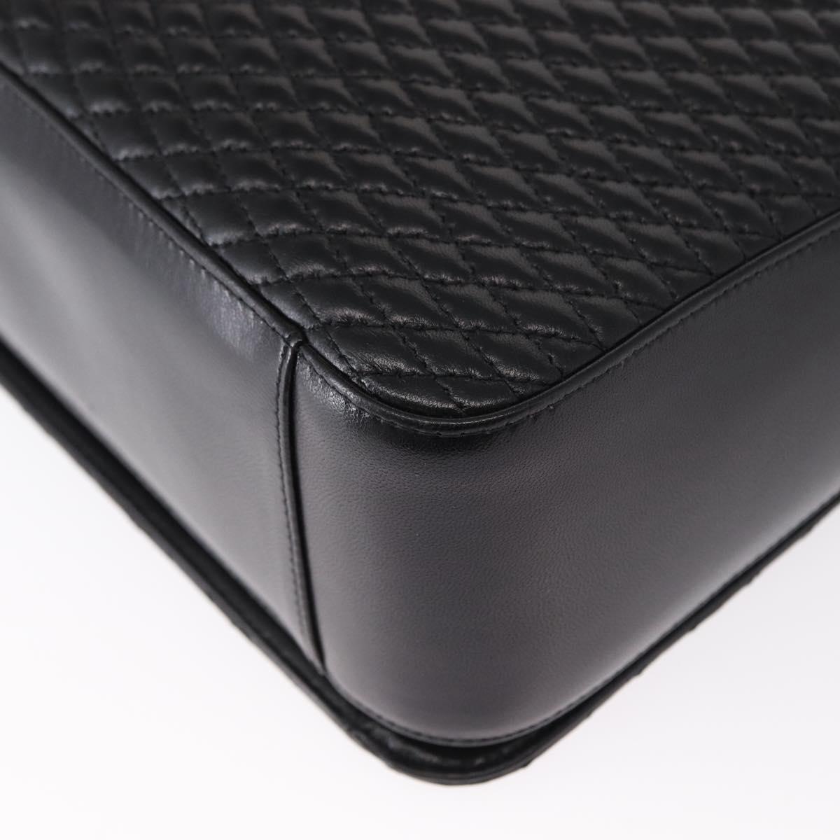 BALLY Quilted Shoulder Bag Leather Black Gold Auth 153353