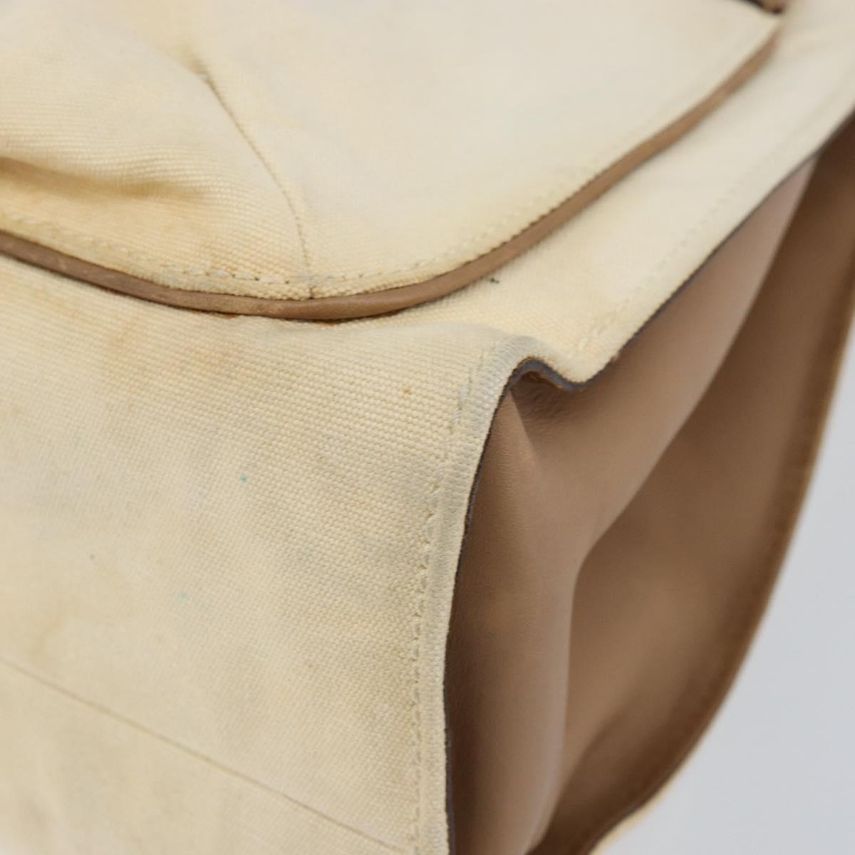 GUCCI Bamboo Hand Bag Canvas Ivory Gold 109138 Auth 153356