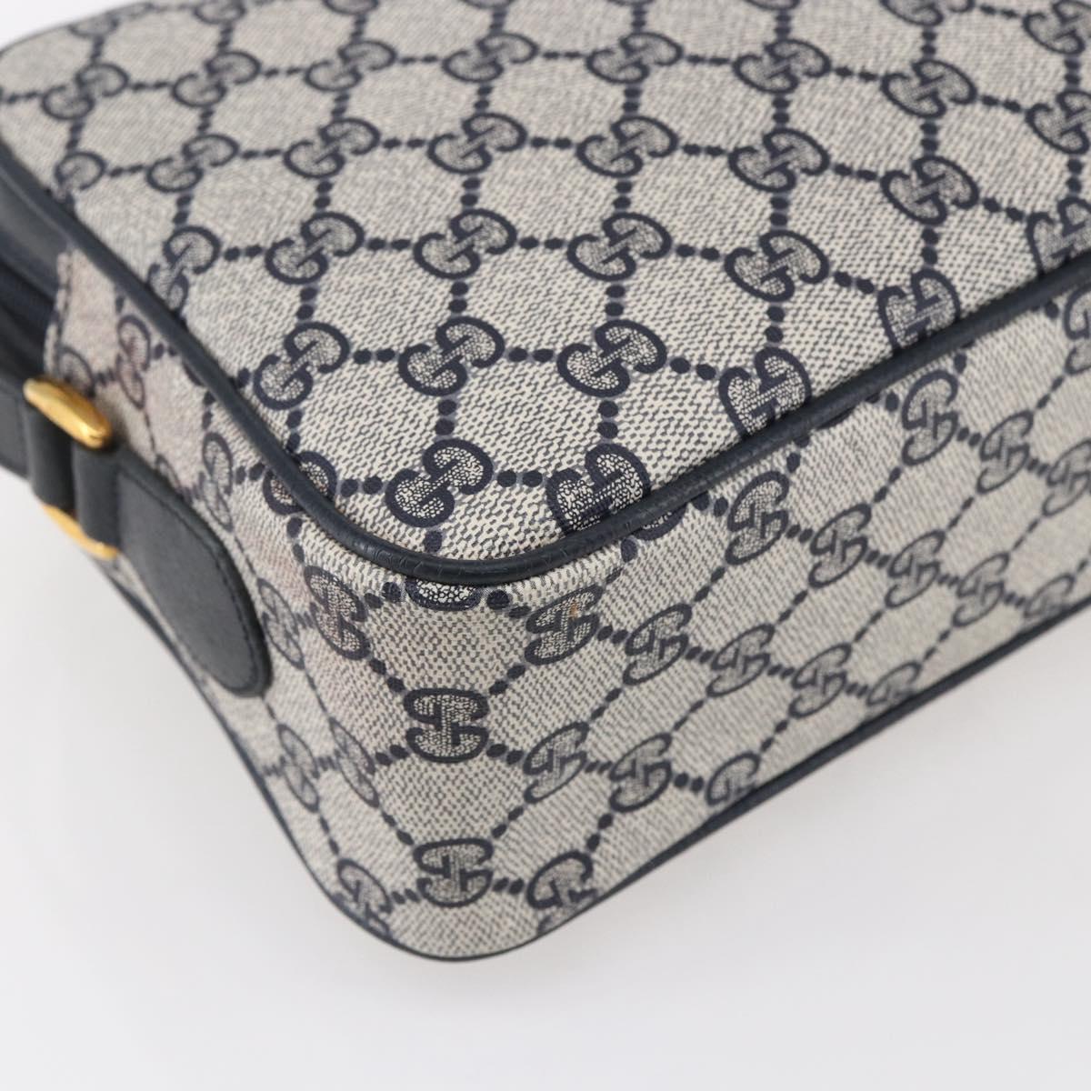 GUCCI GG Supreme Sherry Line Shoulder Bag PVC Navy Gold 904 02 049 Auth 153358