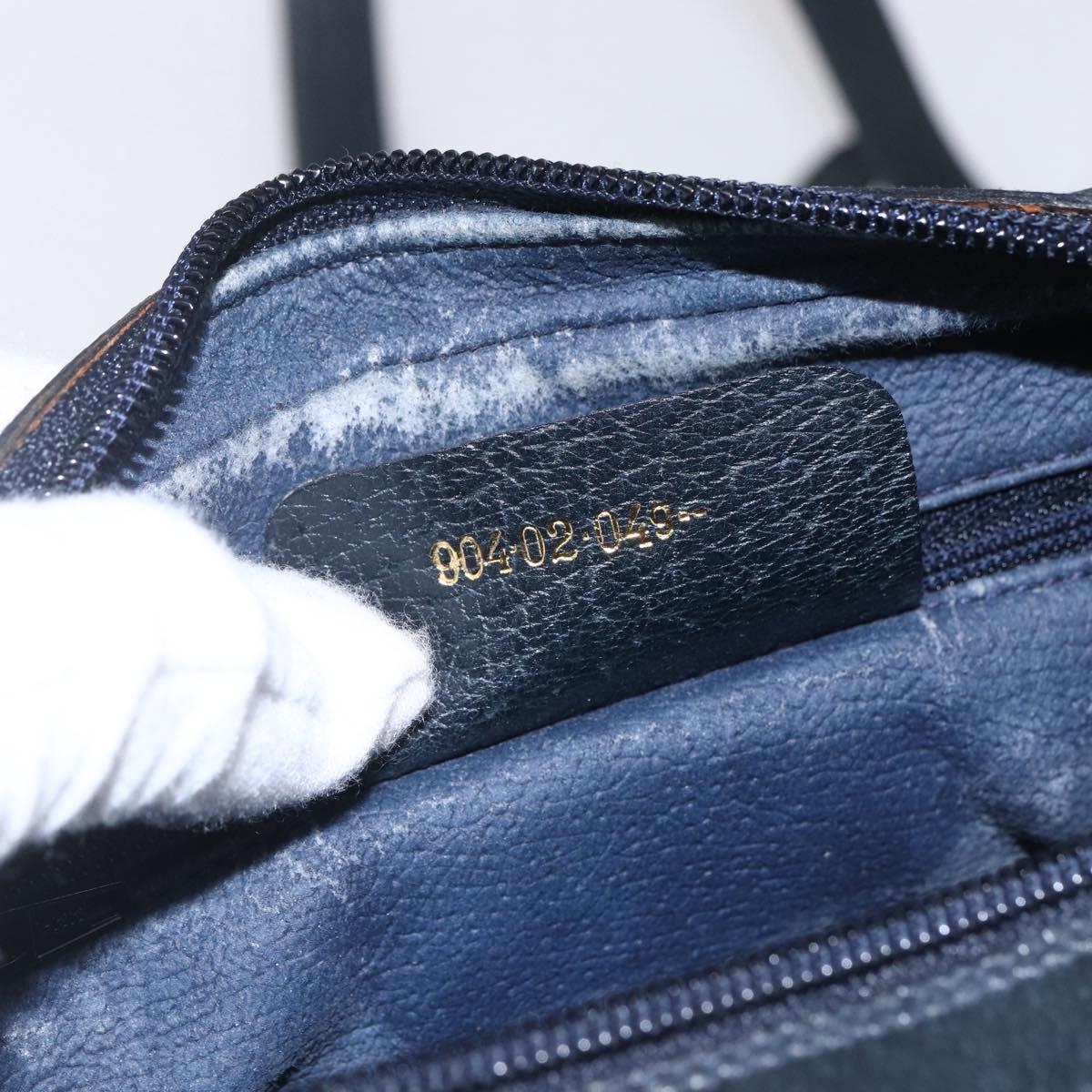 GUCCI GG Supreme Sherry Line Shoulder Bag PVC Navy Gold 904 02 049 Auth 153358